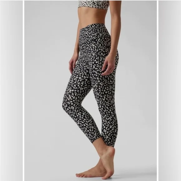 Athleta Black and White Animal Print High-Rise 7/8 Leggings - Picture 3 of 7